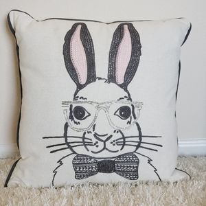 Easter Beaded Bunny Throw Pillow